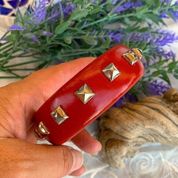 Fun Red Vinyl Studded 80’s Bangle - New Old Stock - Picture 2 of 5